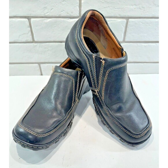 Born M3256 Black Leather Apron Stitched Loafers Men's Size US10.5/EU 43 - Picture 1 of 12